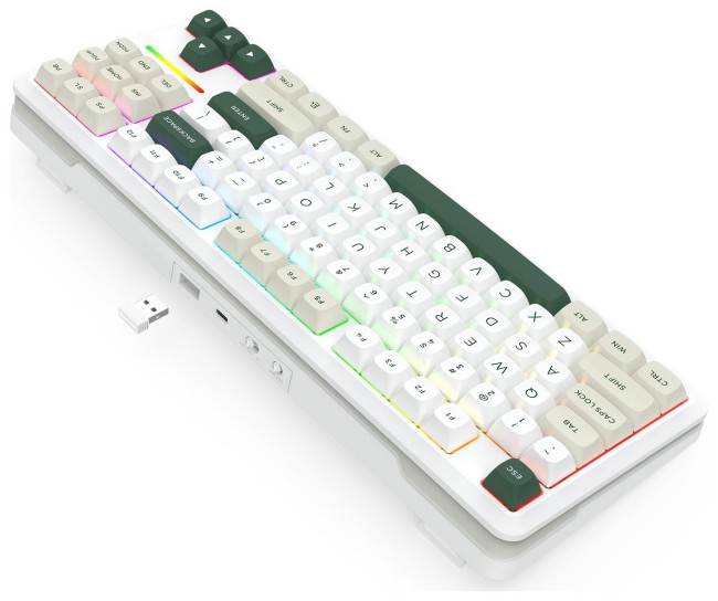 Tastierë Gaming Redragon K734WCG RGB Pro Wildslash / Wired&Wireless / QWERTY – Bardhë/Gjelbër 5