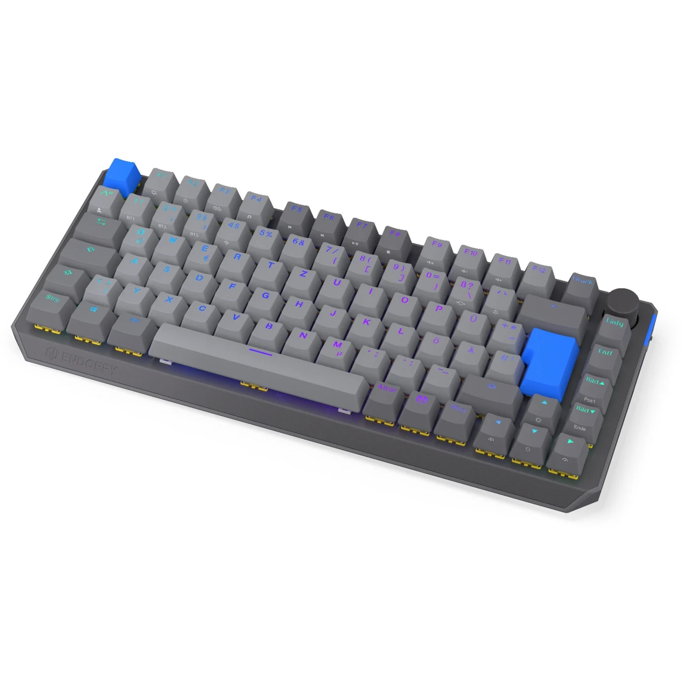 Tastierë Gaming ENDORFY Thock V2 75% / Wired & Wireless / DE / Mekanike / Yellow Switches / ARGB / Hot-Swap - Gri 3