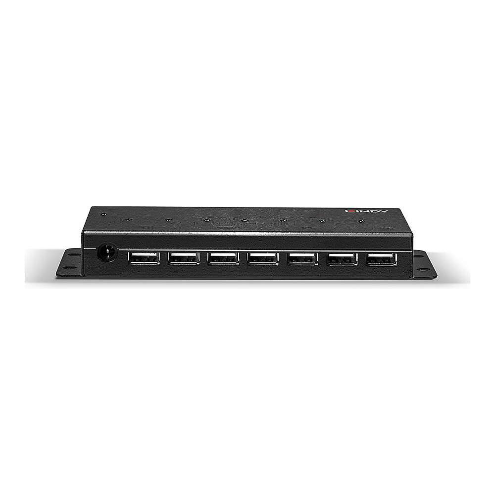 Hub USB LINDY 42794 / USB 2.0 / 7 Porta / Metal / Kabllo USB Type-A në Type-B 1.8 m / Furnizues Energjie - Zezë 3