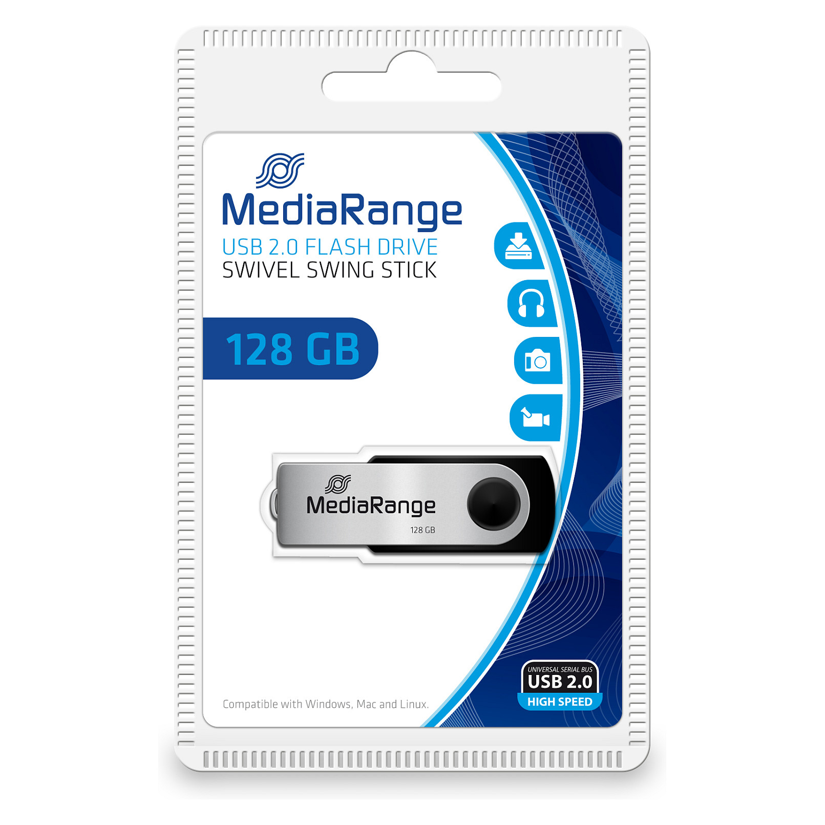 USB Flash Drive STICK 128GB MEDIARANGE MR913 - e zezë
