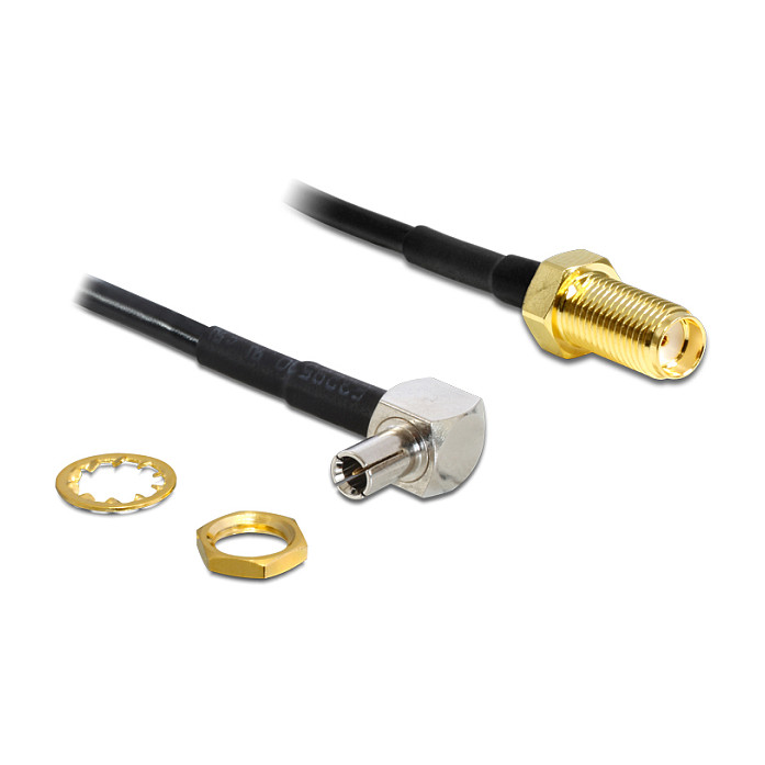 DELOCK SMA Socket to TS-9 90° Plug Antenna Cable 170mm – RF LTE Modem Adapter