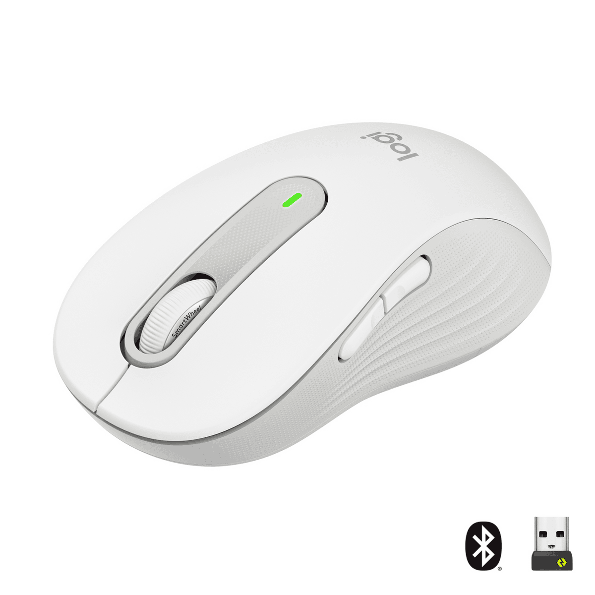 Logitech Signature M650 L – Maus pa Kabllo, Bluetooth, Logi Bolt, 400–4000 DPI, 5 Butona, SmartWheel, SilentTouch – Bardhë