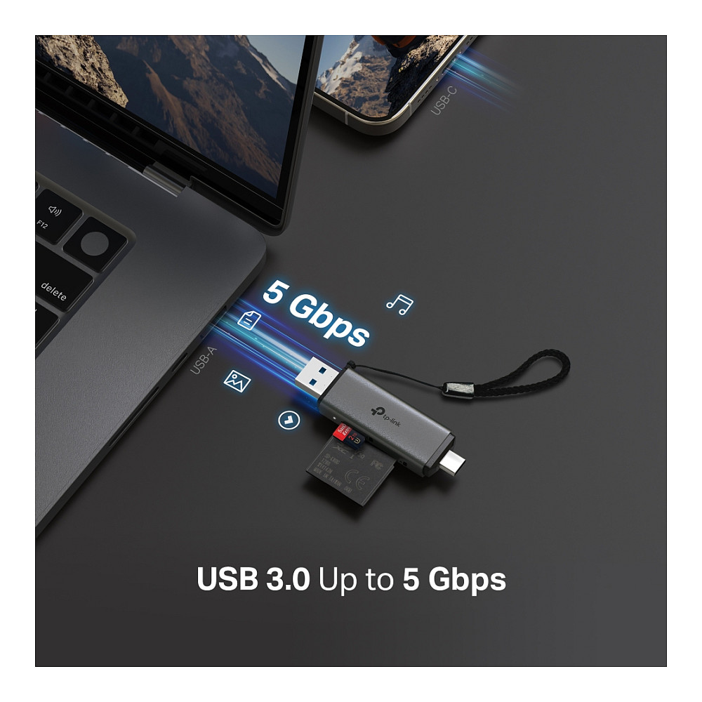 TP-Link UA430D USB 3.0 Card Reader / SD + microSD / UHS-I / Type-C + Type-A / 5Gbps / 2TB thumbnail 4