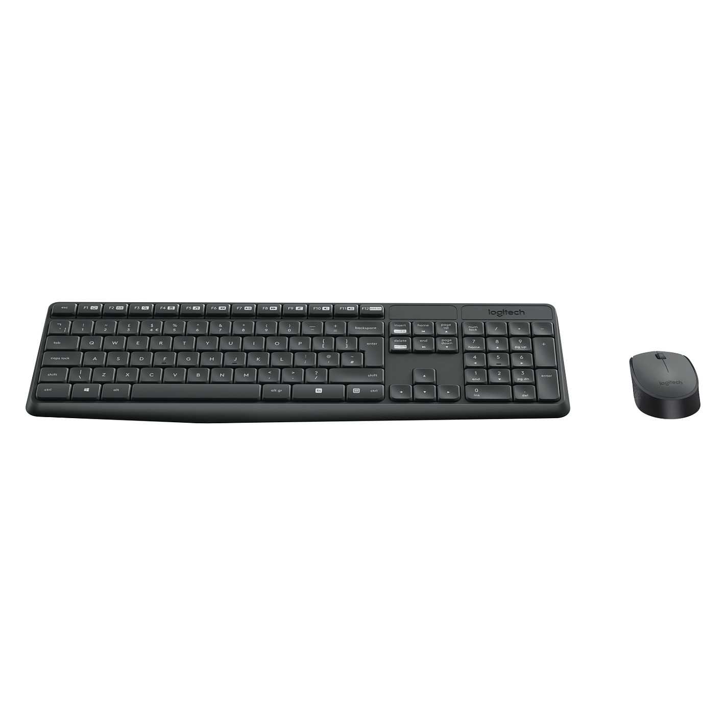 Logitech MK235 Wireless Desktop Combo – Tastierë & Maus, QWERTY US International, Wireless 2.4GHz, Nano USB Receiver – Gri