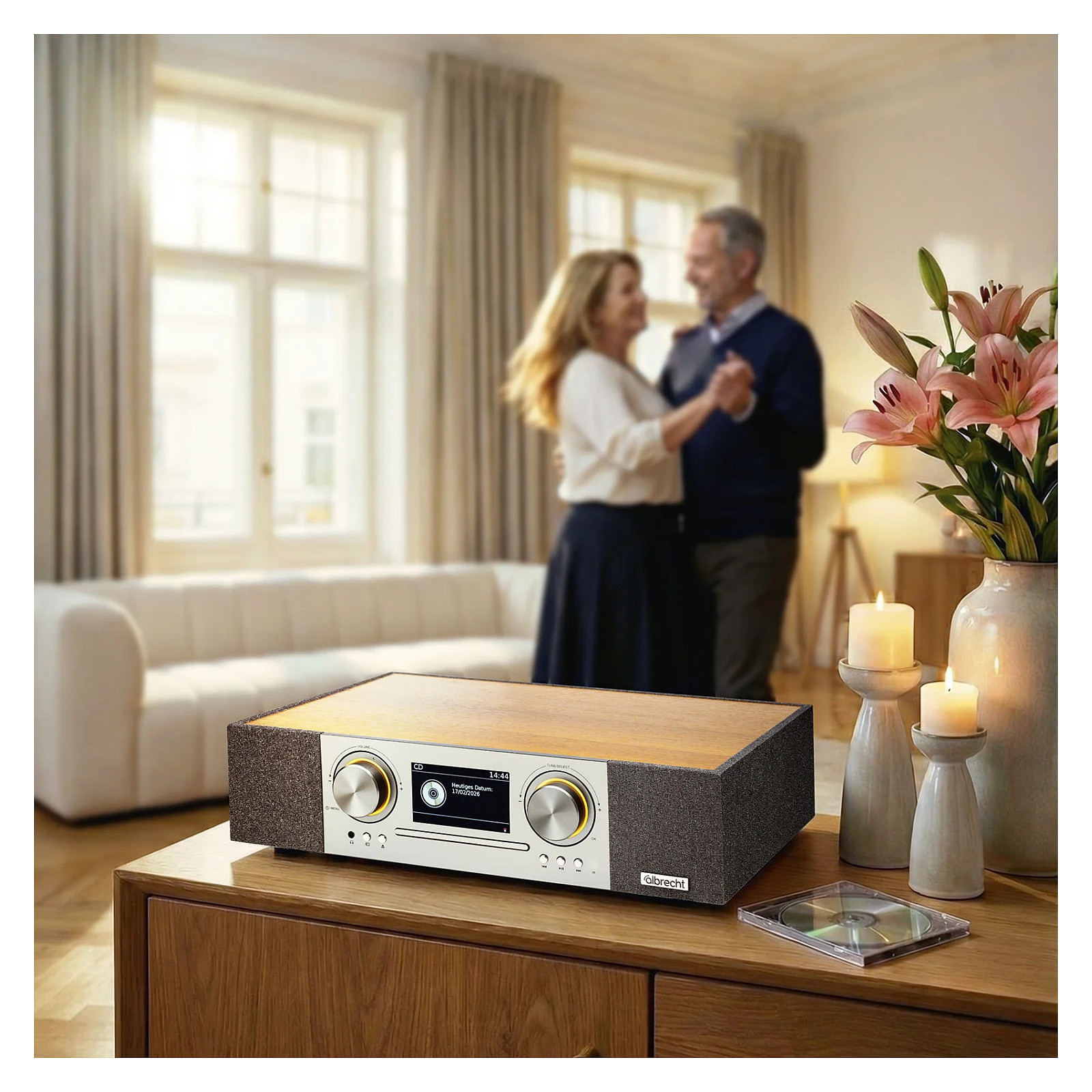 Radio Interneti Albrecht DR 1000, CD, DAB+, FM, Wi-Fi, Bluetooth, 30 W, Ekran LCD 4.3" – Kafe 2