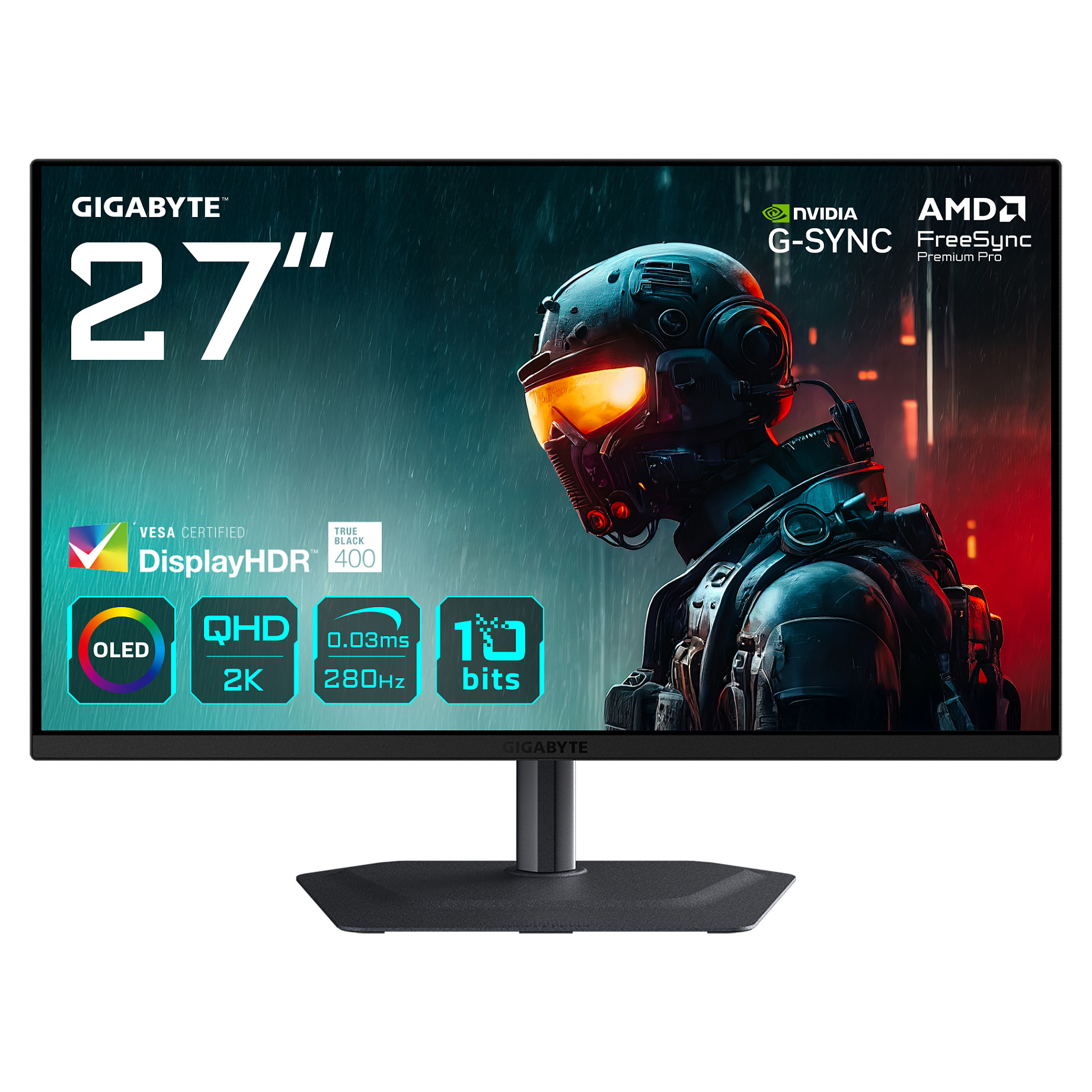 Monitor Gaming Gigabyte MO27Q2A / 27"/ Quad HD QD OLED / 280Hz / 0.03ms / USB+HDMI+DP - Zezë