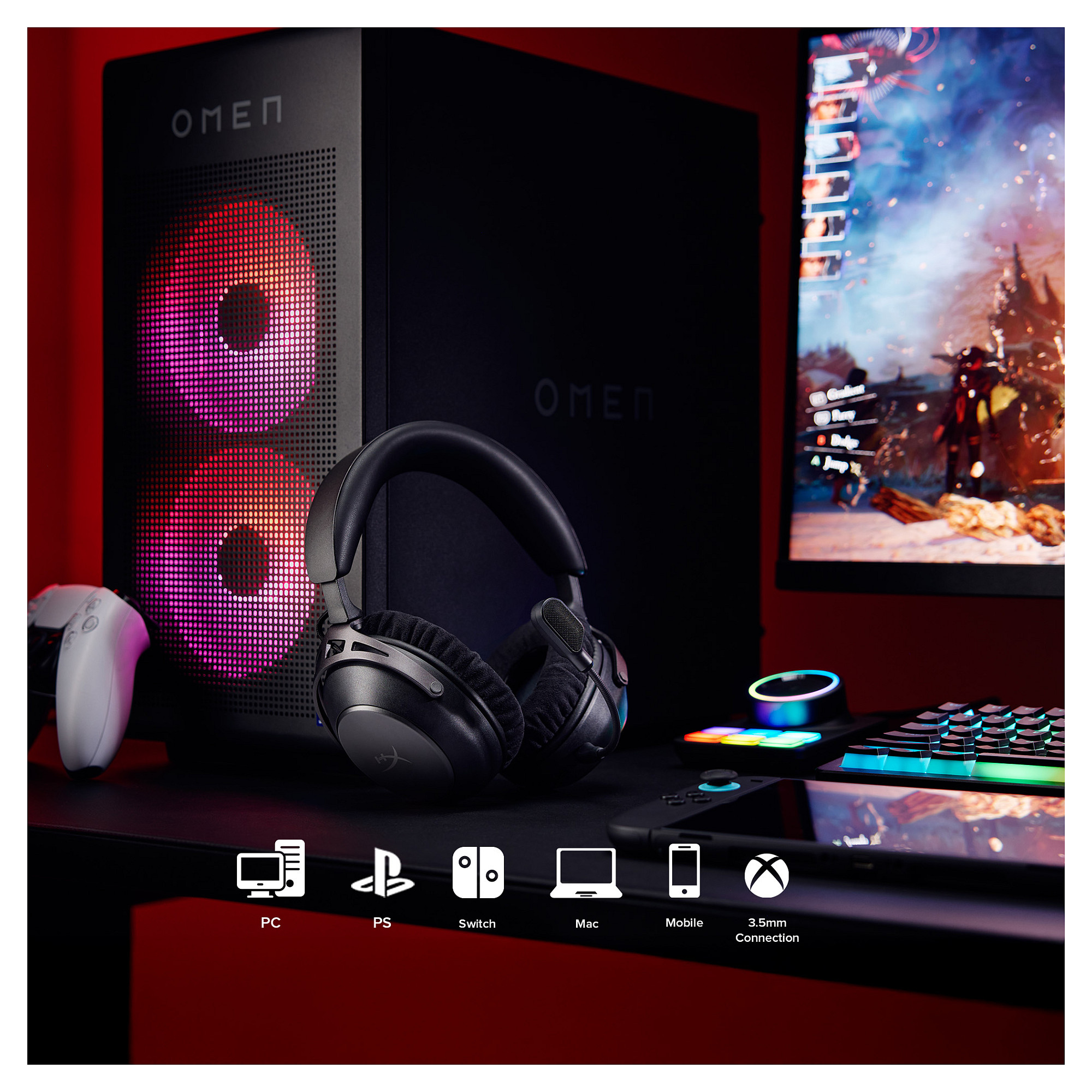 Kufje Gaming HyperX Cloud Alpha 2 / Wireless / 2.4GHz & Bluetooth 5.2 / 53mm / 250 orë / RGB Base Station - Zezë 5