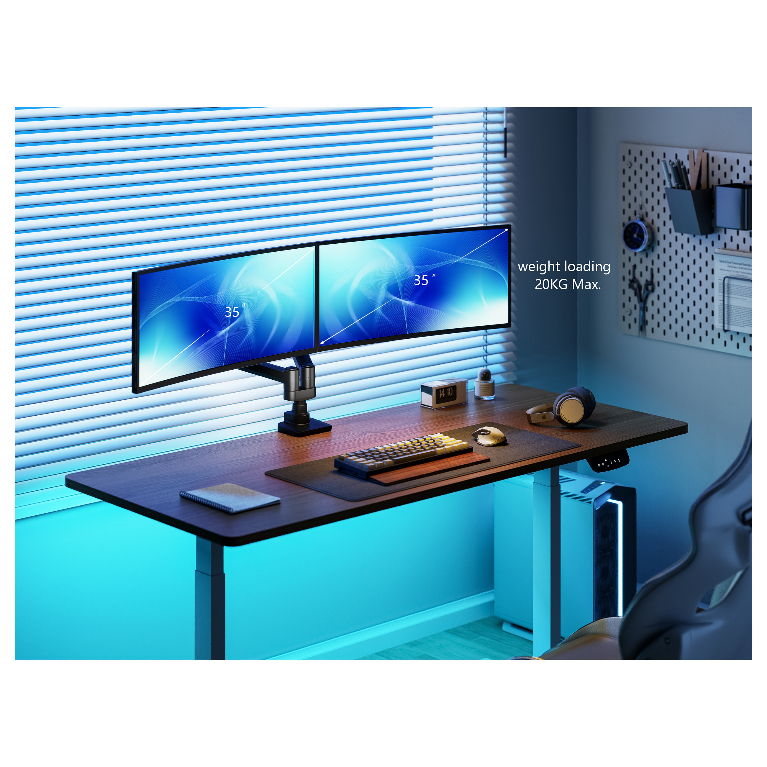 Mbajtëse për Monitor Equip 650182, 2 Monitorë, 17"–35", 20kg për Monitor, VESA 75×75mm/100×100mm - Zezë 10