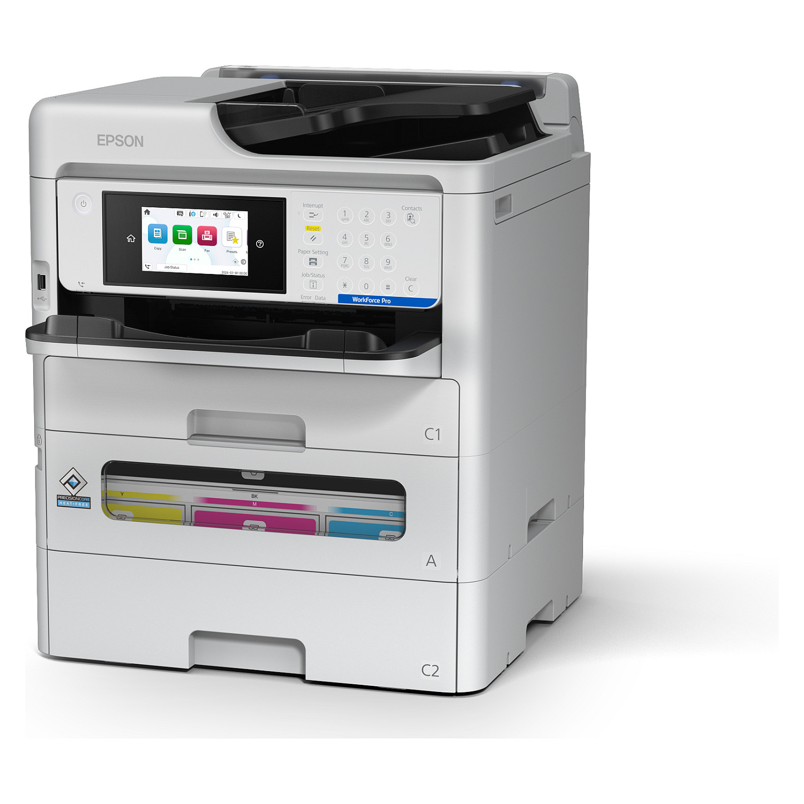 Printer Multifunksional Inkjet me Ngjyra Epson WorkForce Pro EM-C800RDWF, A4, 4800 × 1200 DPI, 35 ppm, Duplex Automatik, USB, LAN, Wi-Fi – Bardhë