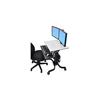 Mbajtëse për Monitor Ergotron WorkFit-C Dual Sit-Stand 24-214-085, 2 Monitorë deri në 24", VESA 75×75/100×100mm, Lartësi e Rregullueshme 63cm, 14,7kg, me Rrota - Hiri/Zezë 3