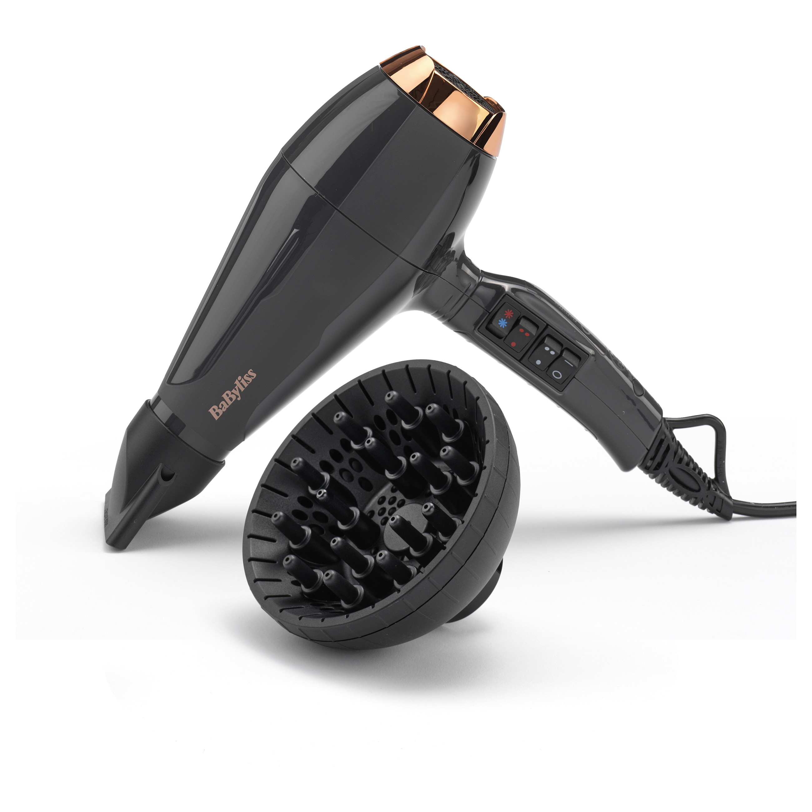 Tharëse për Flokë BaByliss 6719DE Air Pro 2200, 2200W, Motor AC, 2 Shpejtësi, 3 Temperatura, Jonizues, Difuzor - Zezë, Ari 6