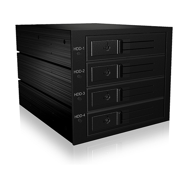Këllëf për Disqe Backplane / 4x 3.5" HDD / fits 3x 5.25" bay / with lock / with fan / Hot-Swap / ICY BOX- Zezë