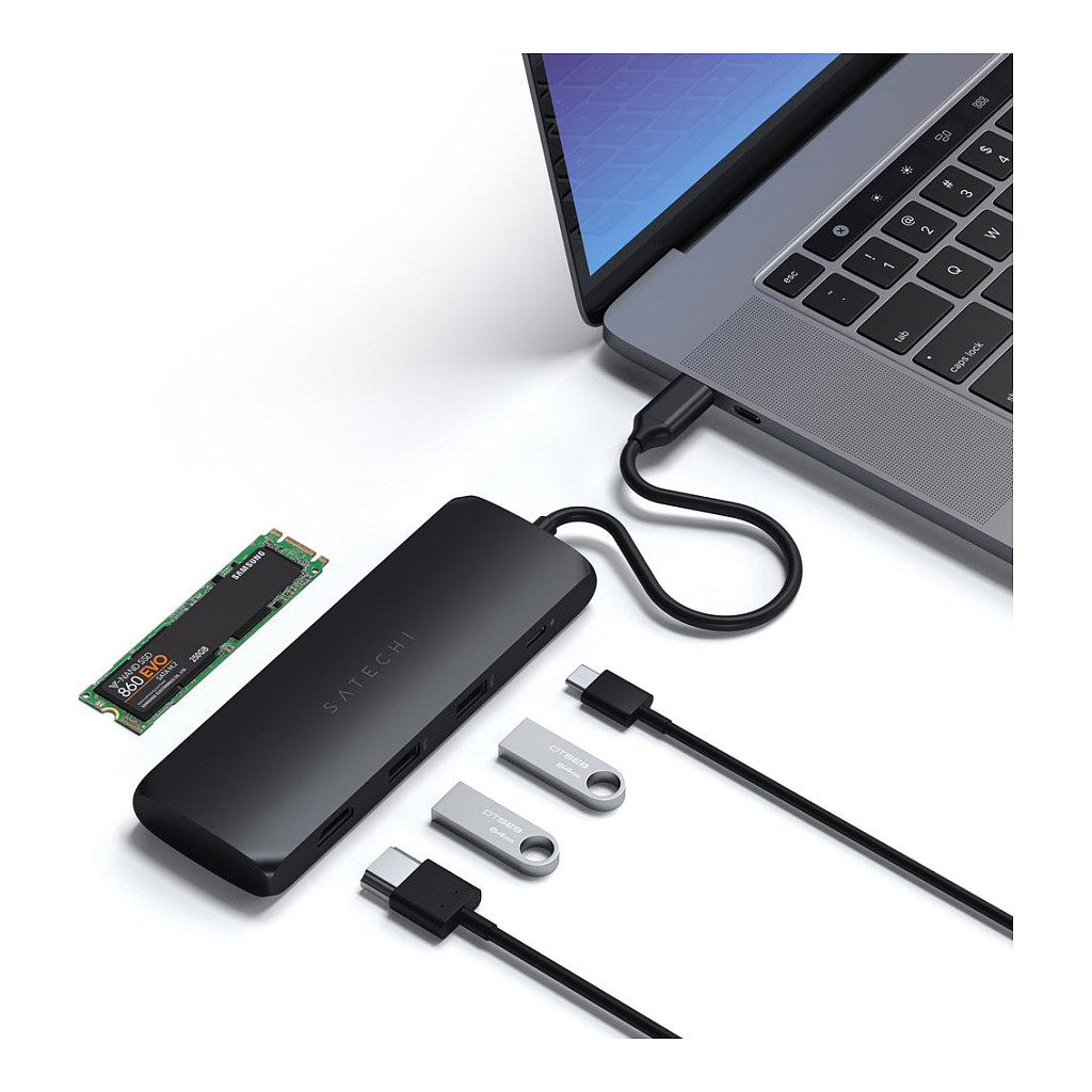 Hub Satechi ST-UCHSEK / 2x USB-A / 1x HDMI / 1x USB-C PD / M.2 SATA SSD / 100W – Zezë 4