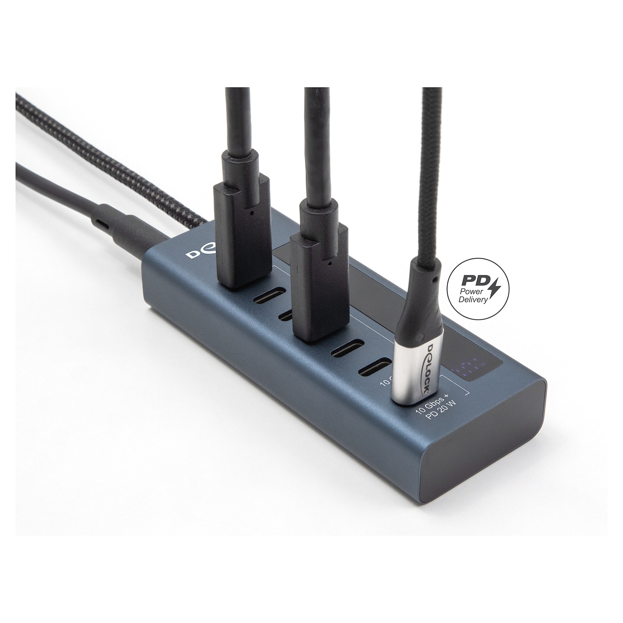 Hub USB DeLOCK 64288 / USB 10 Gbit/s / 7x USB-C / Power Delivery 20W / 0.6 m - Blu e errët 3