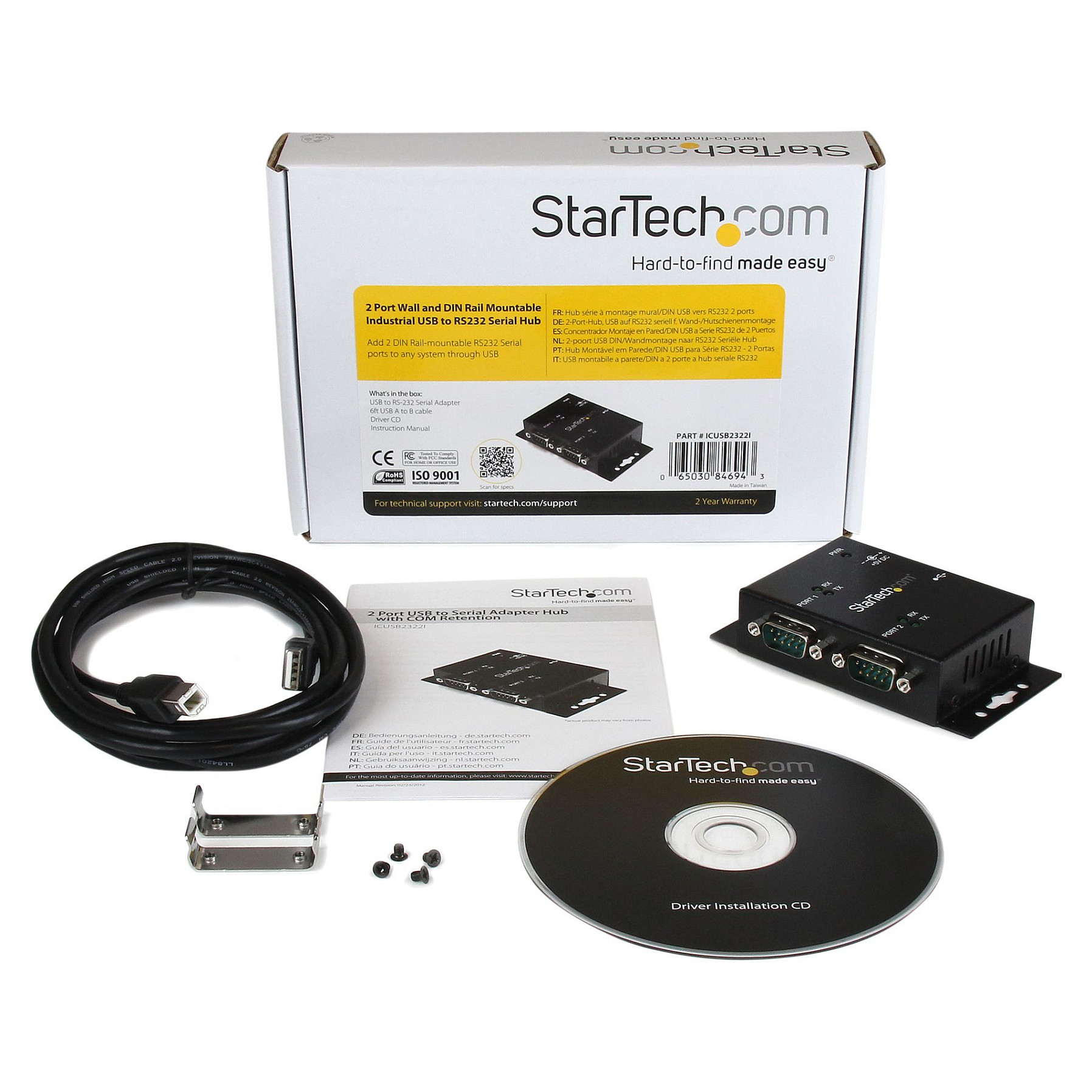 Hub USB në Serial StarTech.com ICUSB2322I , 2x RS-232 , USB 2.0 , FTDI FT232RL , 921.6Kbps , DIN Rail - Zezë 5