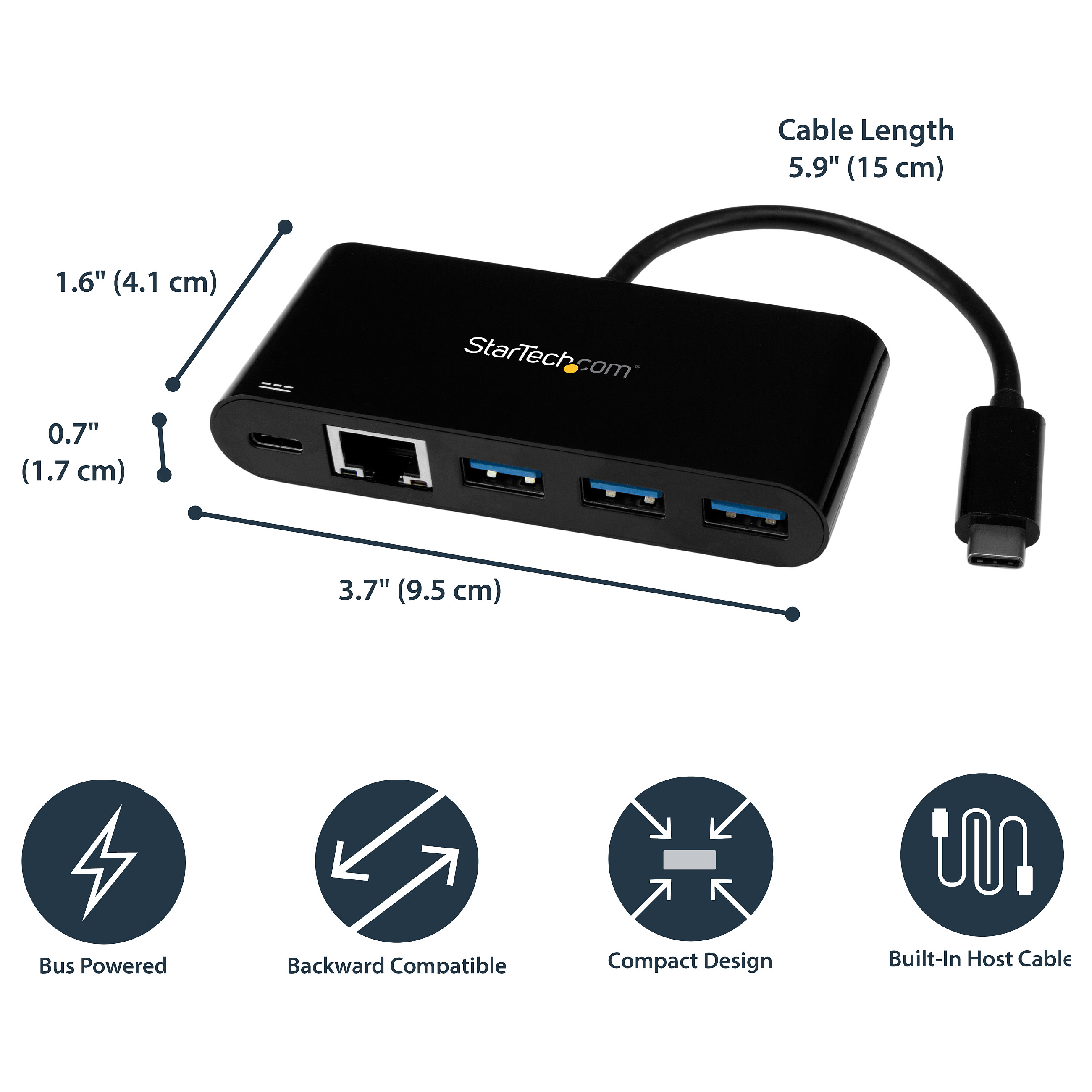 Hub StarTech US1GC303APD / 3x USB-A + 1x USB-C PD / 1GbE / 5Gbps – Zezë 6