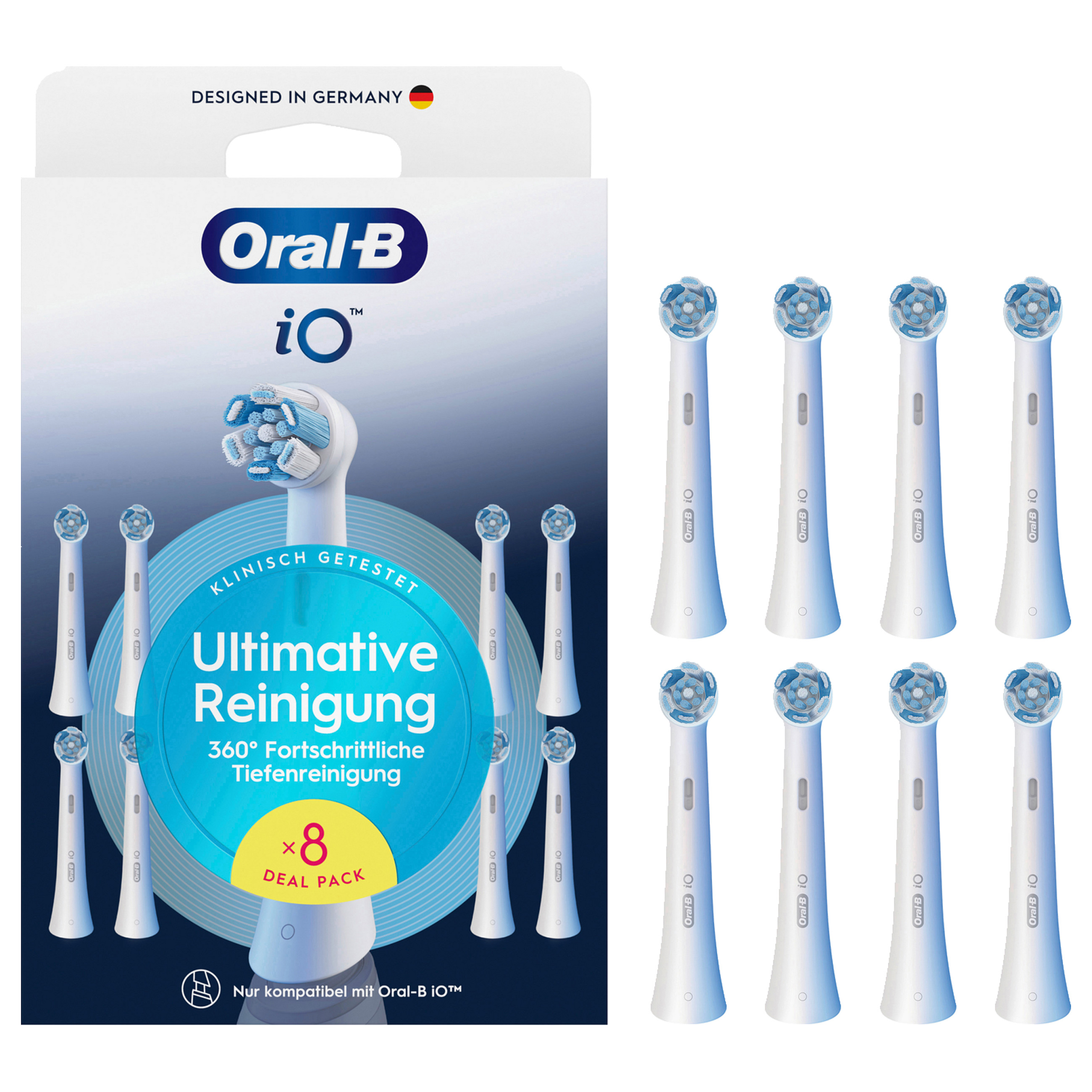 Koka Zëvendësuese për Furçë Dhëmbësh Elektrike Oral-B iO Ultimate Clean, Set me 8 Copë - Bardhë 8