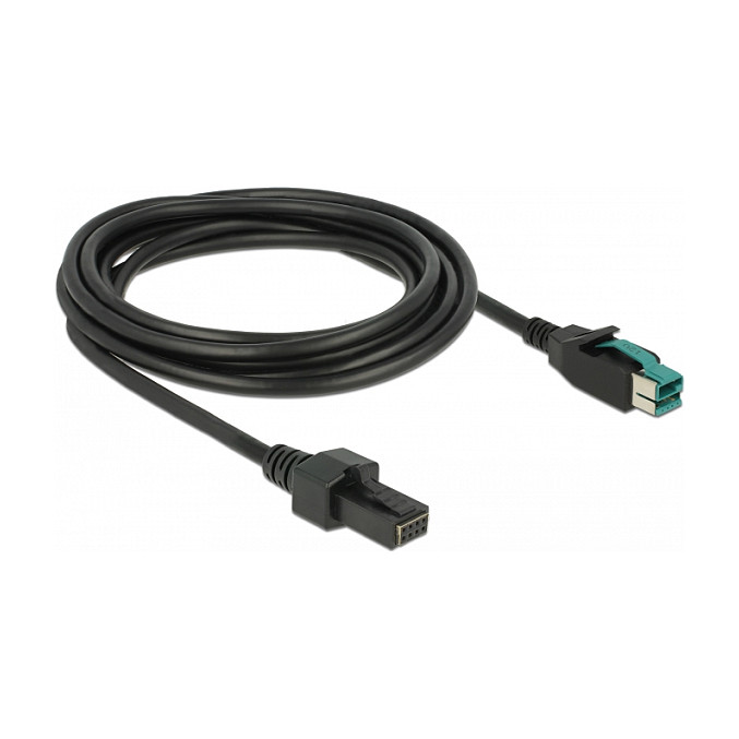 Kabllo për Furnizim me Energji DeLOCK 85484, PoweredUSB 12 V mashkull në 2 × 4-pin mashkull, USB 2.0, 3 m - Zezë 3