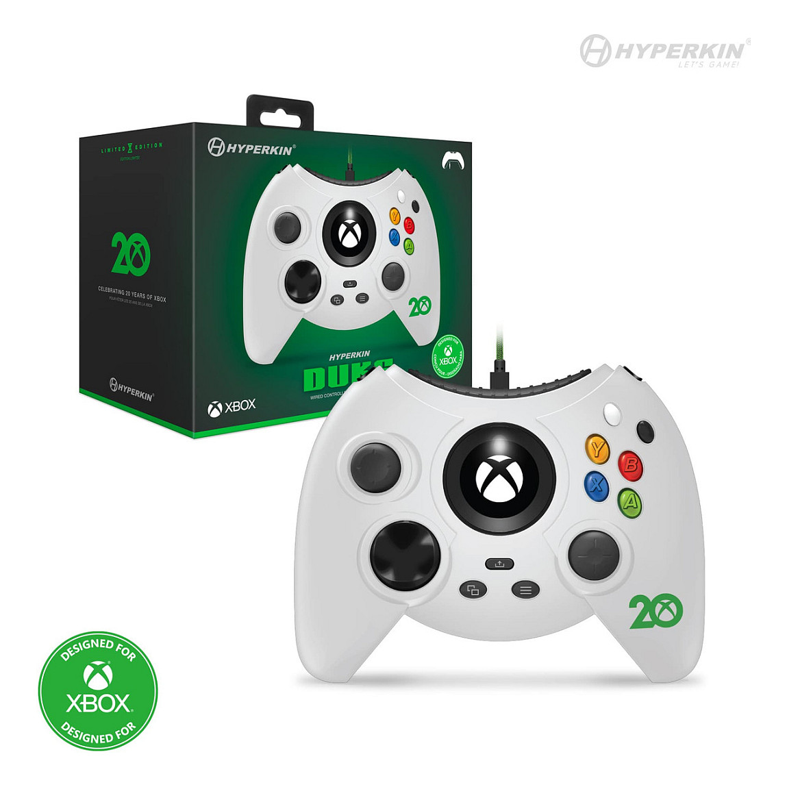 Kontroller për Xbox Hyperkin Duke Wired – Bardhë thumbnail 2