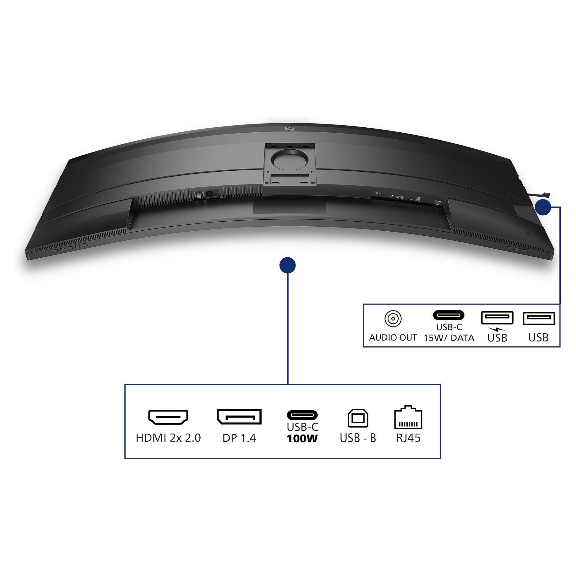 Monitor Philips 49B2U5900C/00 / 49"/ Dual QHD VA LCD Curved / 75Hz / 4ms / HDMI+DP+USB-C -Zezë/Argjendi thumbnail 4