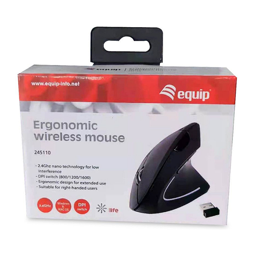 Maus pa Kabllo Equip Ergonomic Optical Wireless - Zezë thumbnail 6