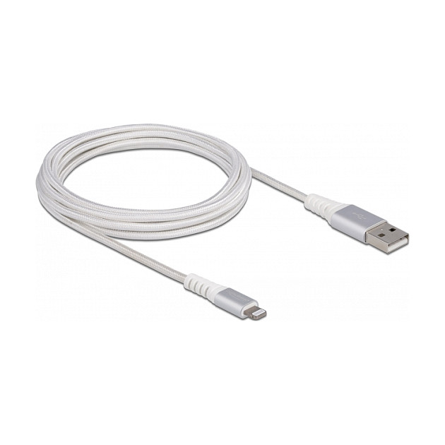 Kabllo USB DeLOCK 83003, USB-A në Lightning, 3m - Bardhë