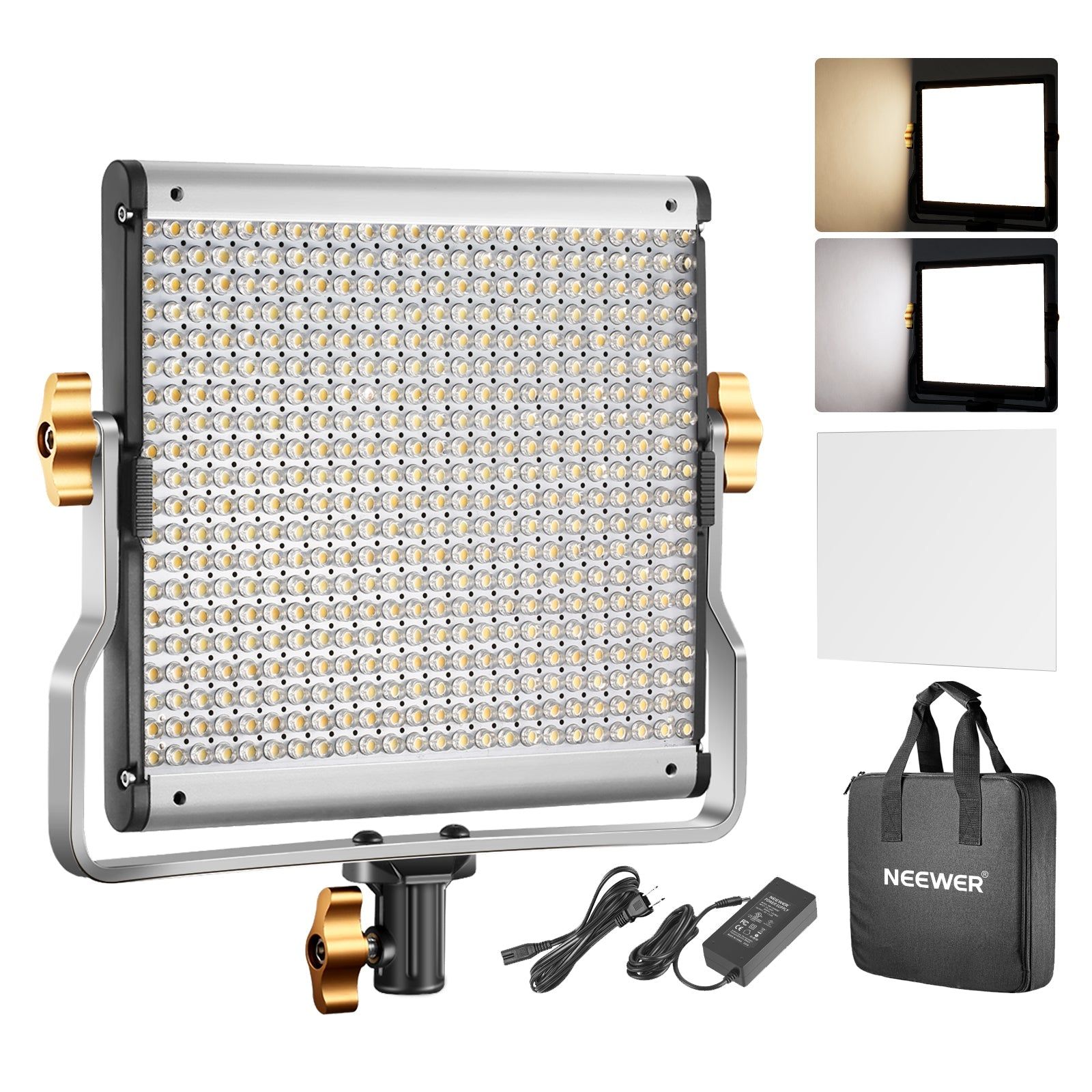 Dritë e Mençur Neewer NL480, Bi-Color, 28W, 4000Lux, 3200-5600K, CRI 96+, 480 LED - Argjend