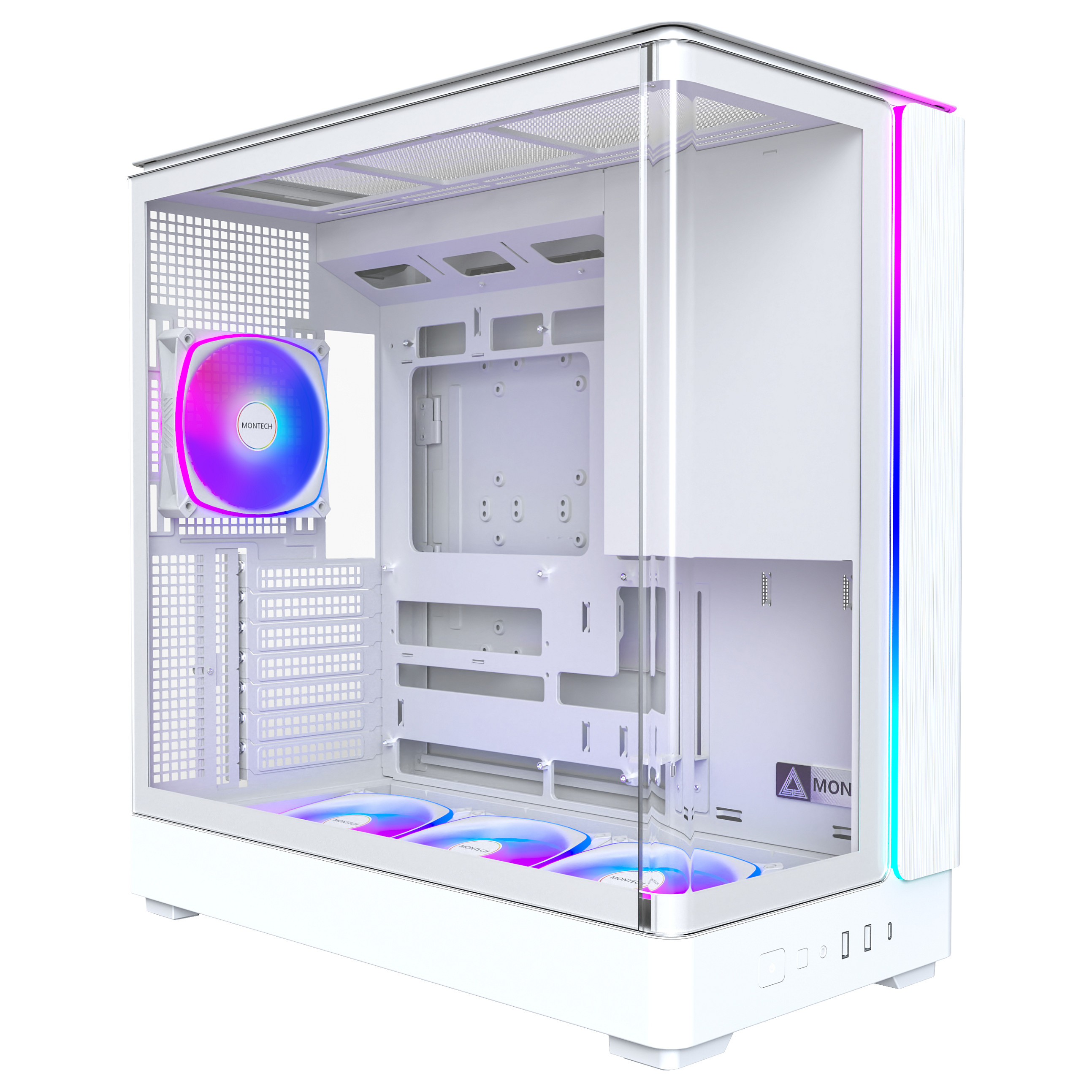 Kasë Montech KING 45 PRO / Midi Tower / ATX / 4x 120mm ARGB Fan / Tempered Glass - Bardhë