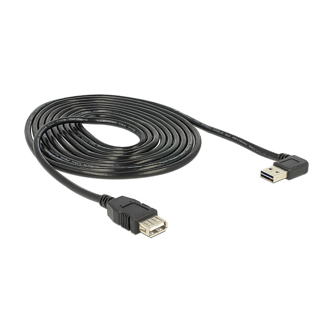Kabllo USB DeLOCK 83553, USB-A mashkull në USB-A femër, 3 m, USB 2.0, këndore – Zezë 2