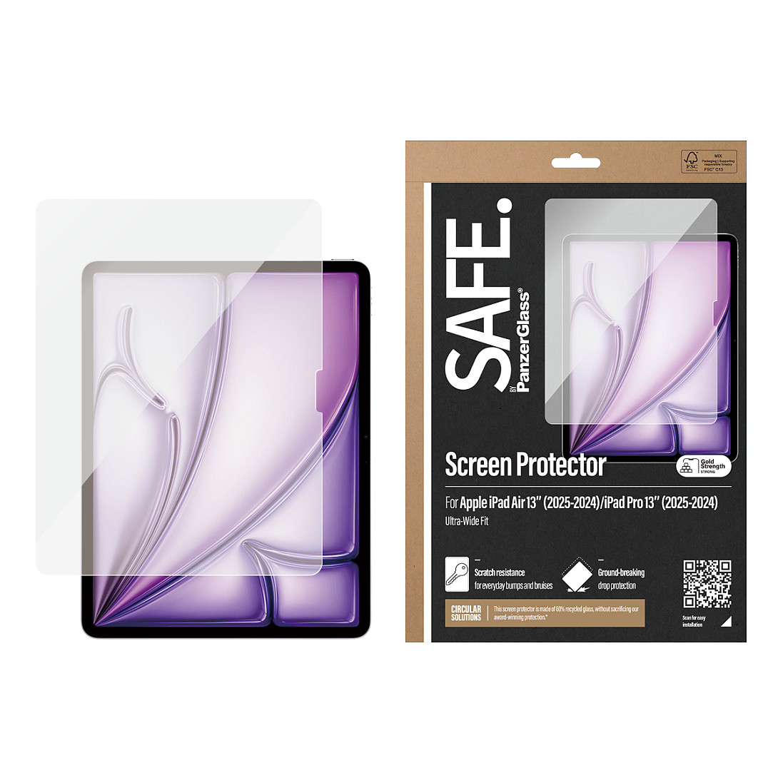 Mbrojtës Ekrani PanzerGlass SAFE. / iPad Air 13" / iPad Pro 13" / Ultra-Wide Fit / Tempered Glass - Transparent 2