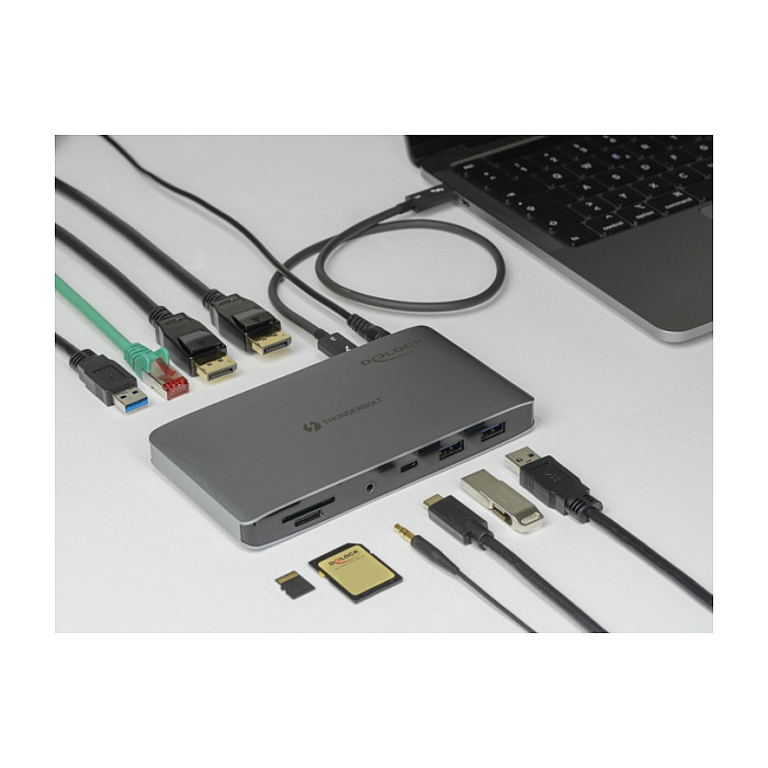 Docking Station DeLOCK Thunderbolt 3 / 8K / 2xDisplayPort / 3xUSB / LAN / SD / Audio - Gri thumbnail 4