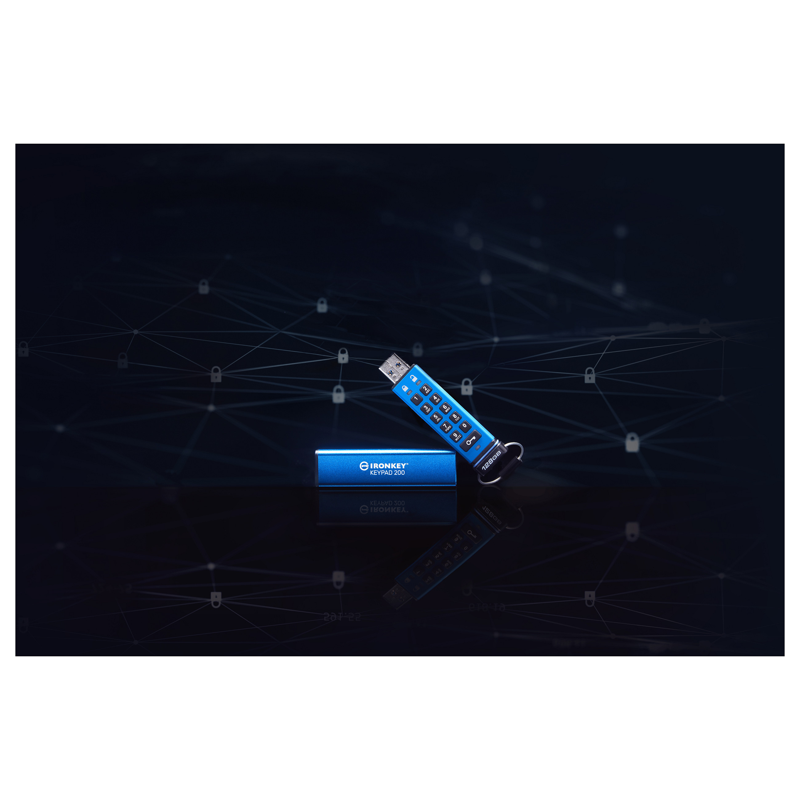USB Flash Drive / Kingston / IronKey Keypad 200 / 128GB / Blu thumbnail 5