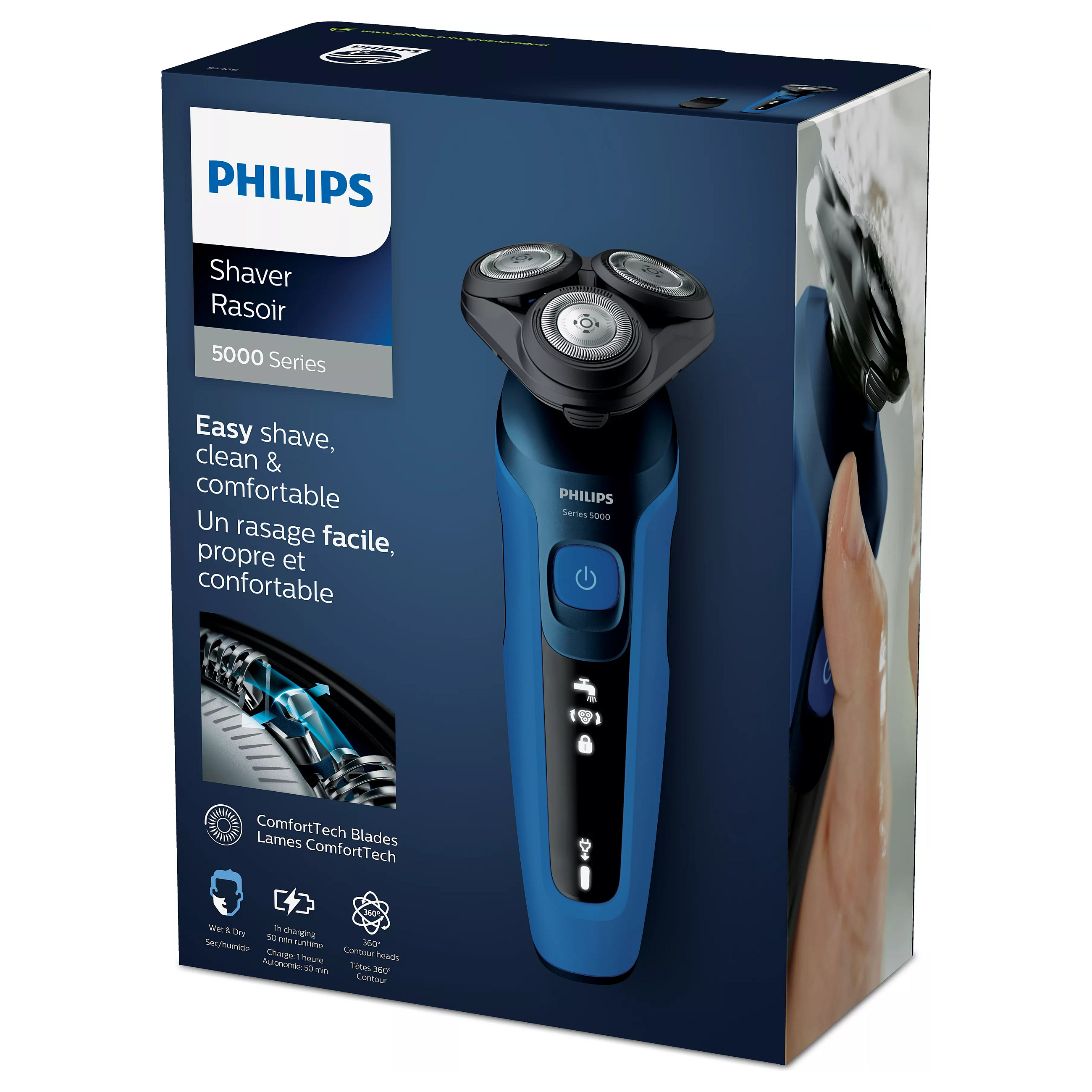 Makinë e rrojës elektrike Philips Series 5000 S5466/17 / ComfortTech Blades / Super Lift & Cut / 90.000 Prerje/min / 50 min – Blu/Zezë 4