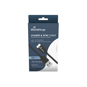 Kabllo USB MediaRange MRCS239, USB 3.2 Gen 1, USB-A Mashkull në Micro USB-B Mashkull, 5Gbps, 0,5m - Zezë 4