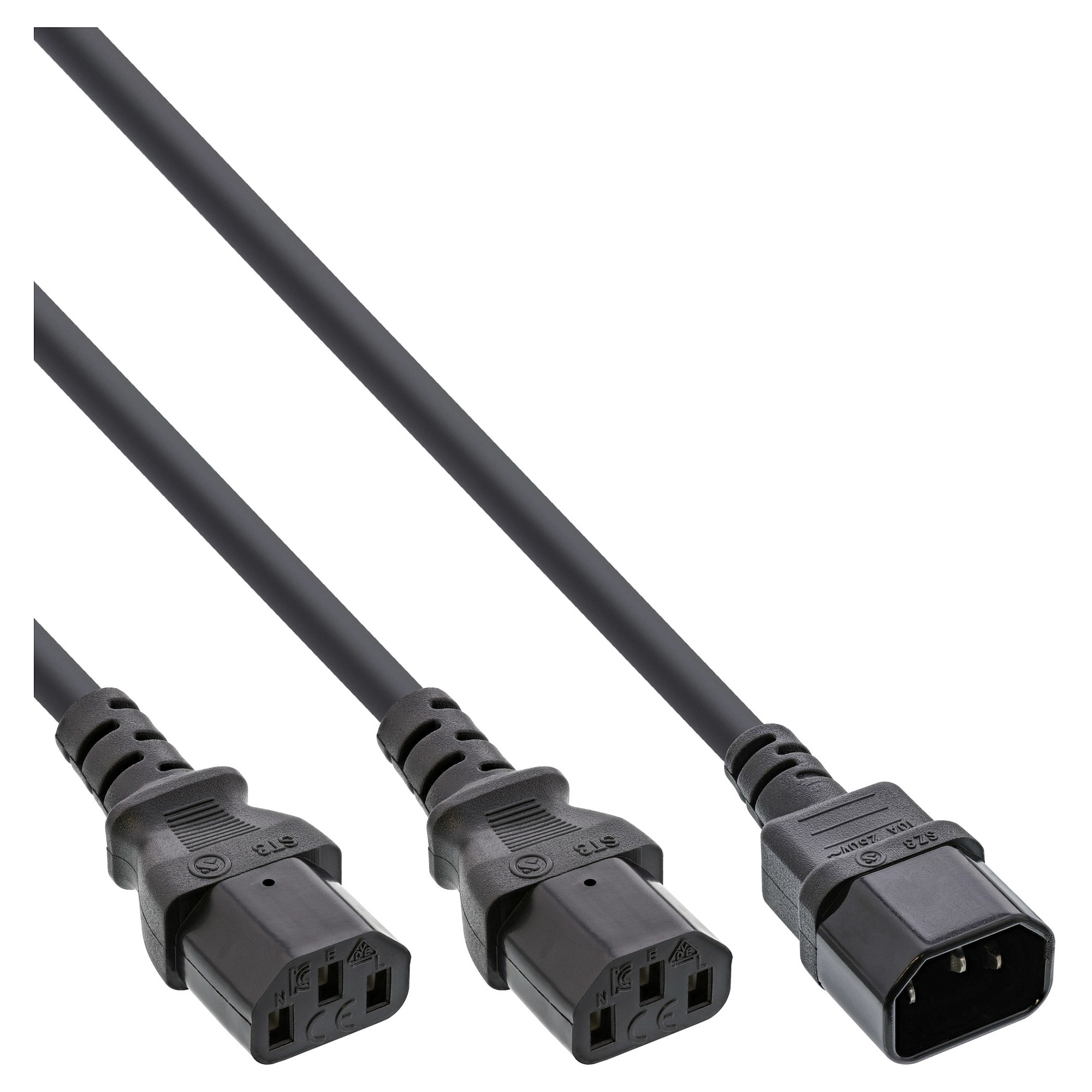 Kabllo për Furnizim me Energji InLine 16653B, CEE 7/7 në 3x IEC C13, Y-Splitter, 1.8 m – Zezë 7