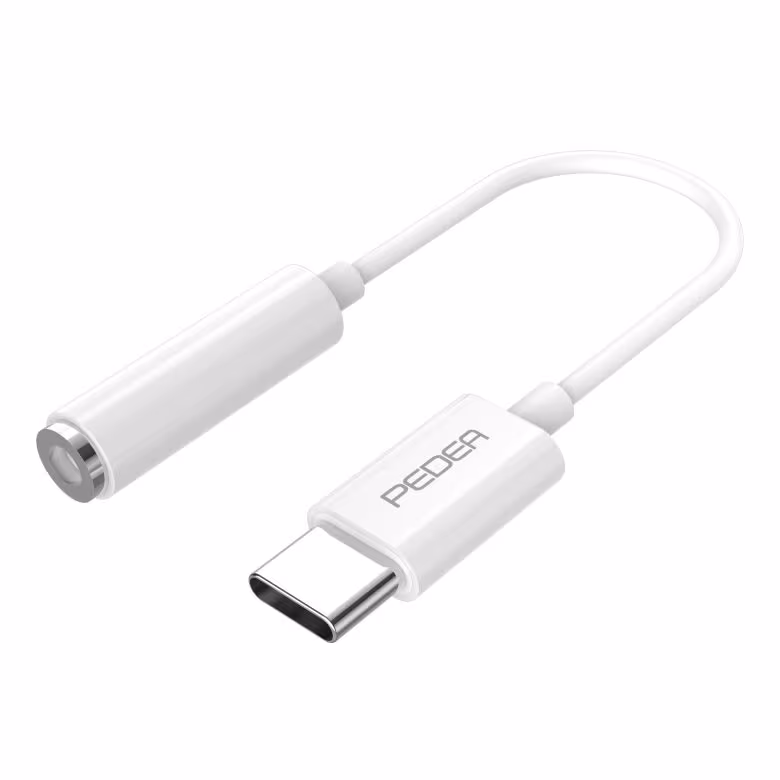 Konverter PEDEA USB-C në 3.5mm, Hi-Res Audio, 5cm - Bardhë