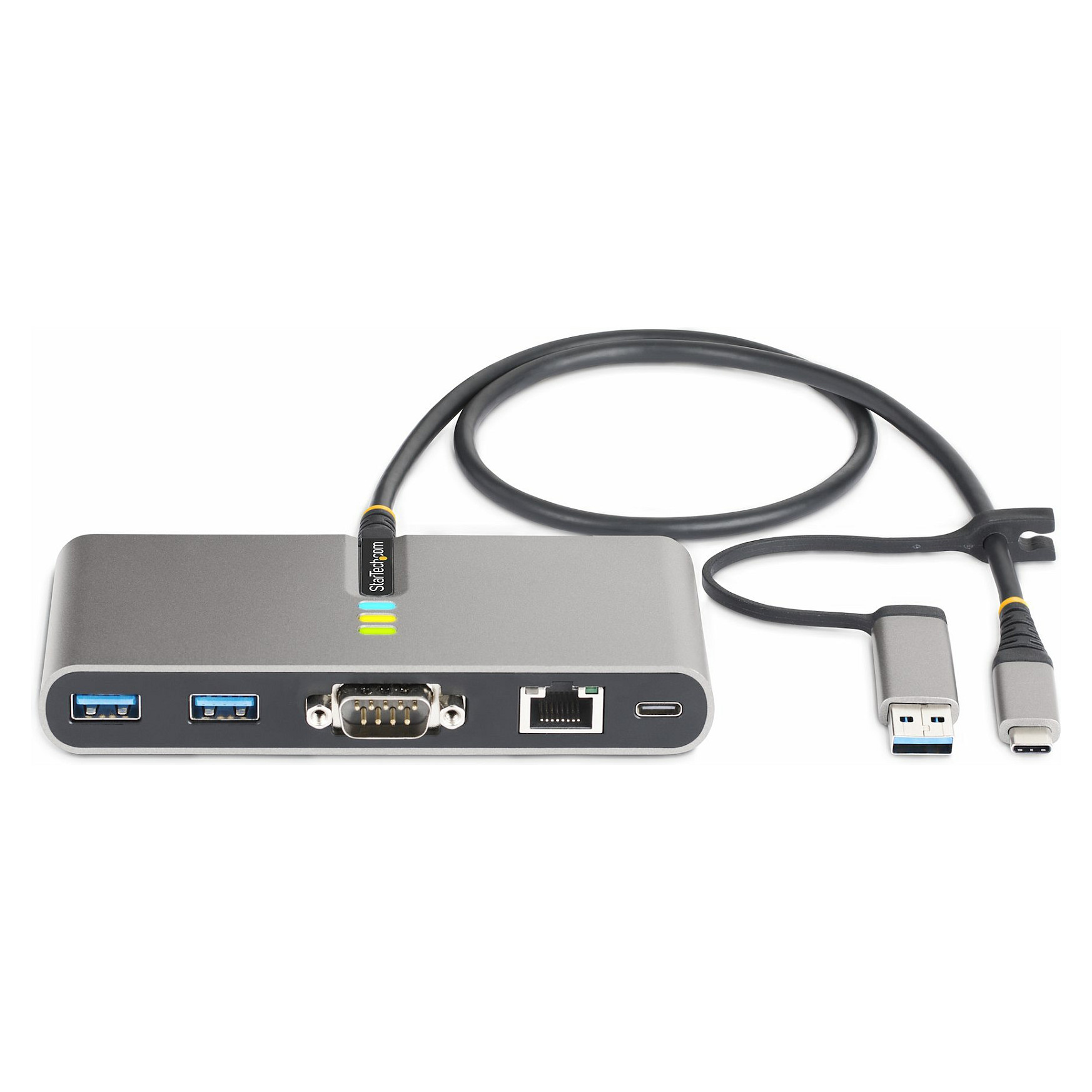 Hub USB-C StarTech.com 5G2A1SGBB-USB-C-HUB, 2-Porta USB-A 5Gbps, Gigabit Ethernet, RS-232, 100W PD - Hiri 3