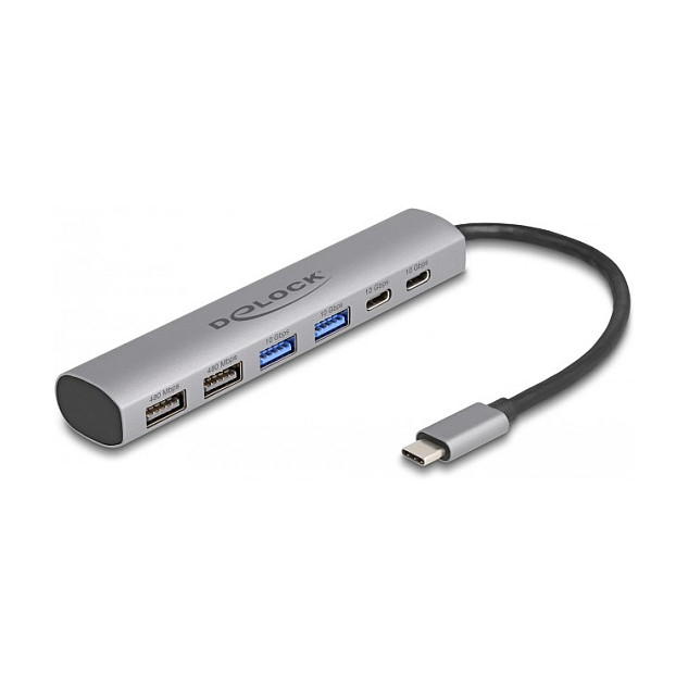 Adapter USB DELOCK 6-Port Hub / 4x USB Type-A + 2x USB Type-C