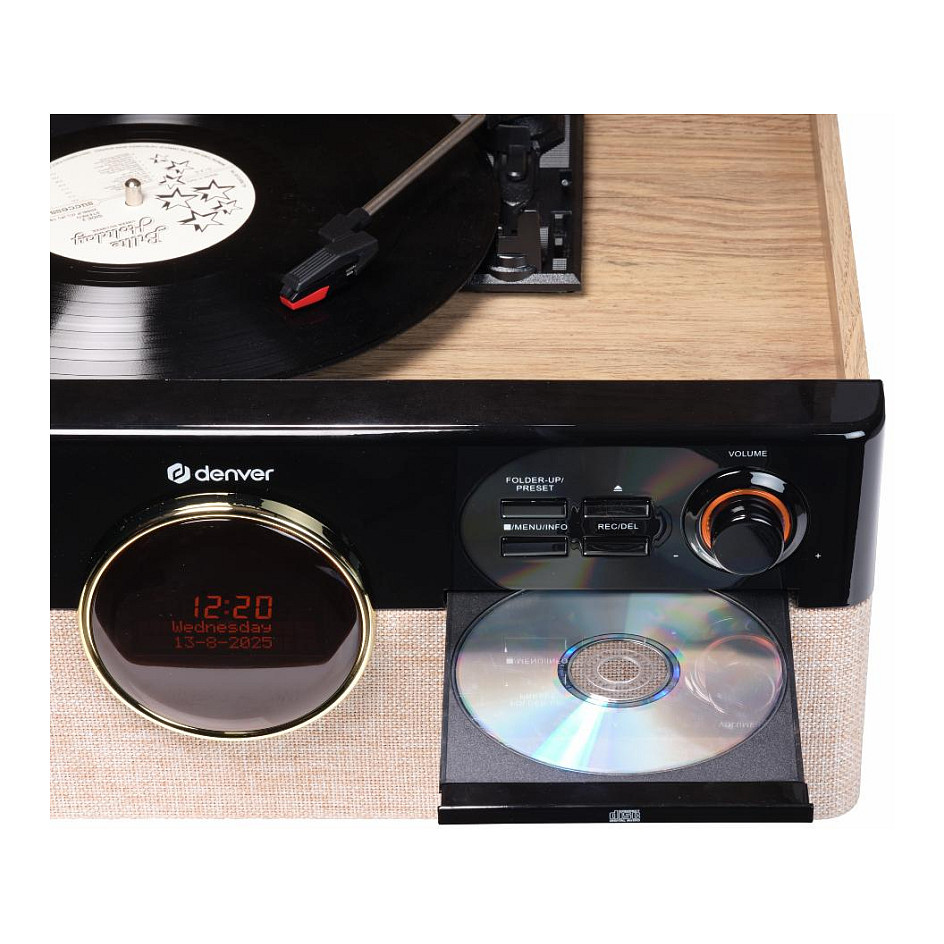 Gramafon Denver MRD-180, 3 Shpejtësi, CD, Kasetë, DAB+, FM, Bluetooth, USB - Zezë, Dru 6