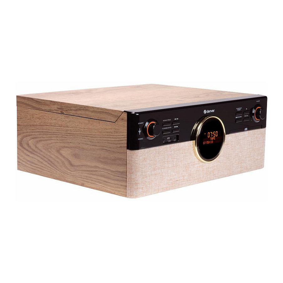 Gramafon Denver MRD-180, 3 Shpejtësi, CD, Kasetë, DAB+, FM, Bluetooth, USB - Zezë, Dru 5