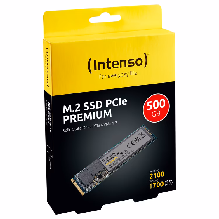 SSD e Brendshme Intenso Premium, 500GB, M.2 2280, PCIe Gen3 x4 NVMe 1.3, 2100MB/s Read, 1700MB/s Write 3