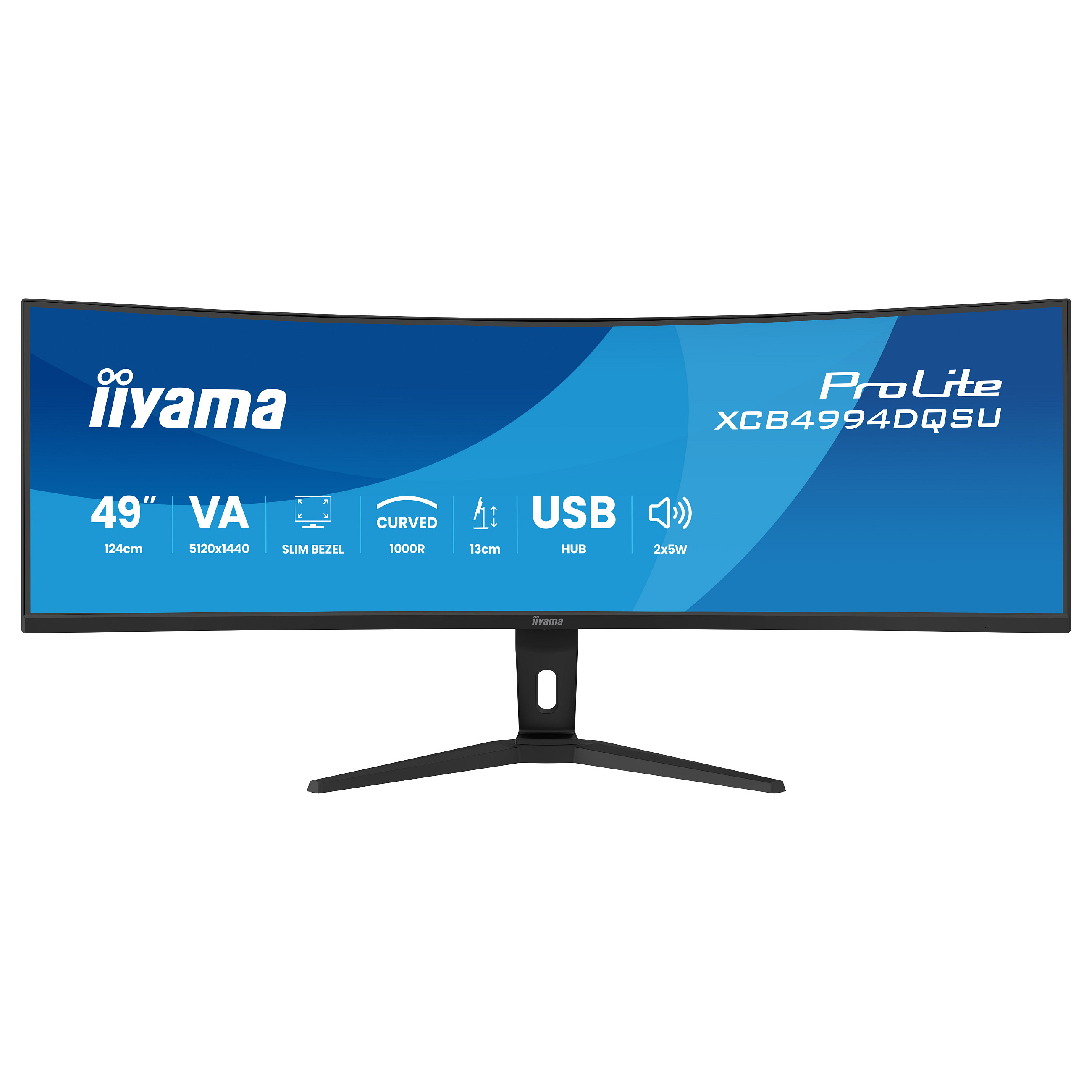 Monitor Iiyama ProLite XCB4994DQSU-B1 / 49″ / DQHD VA Curved / 120 Hz / 2 ms / DP + HDMI + USB Hub - Zezë