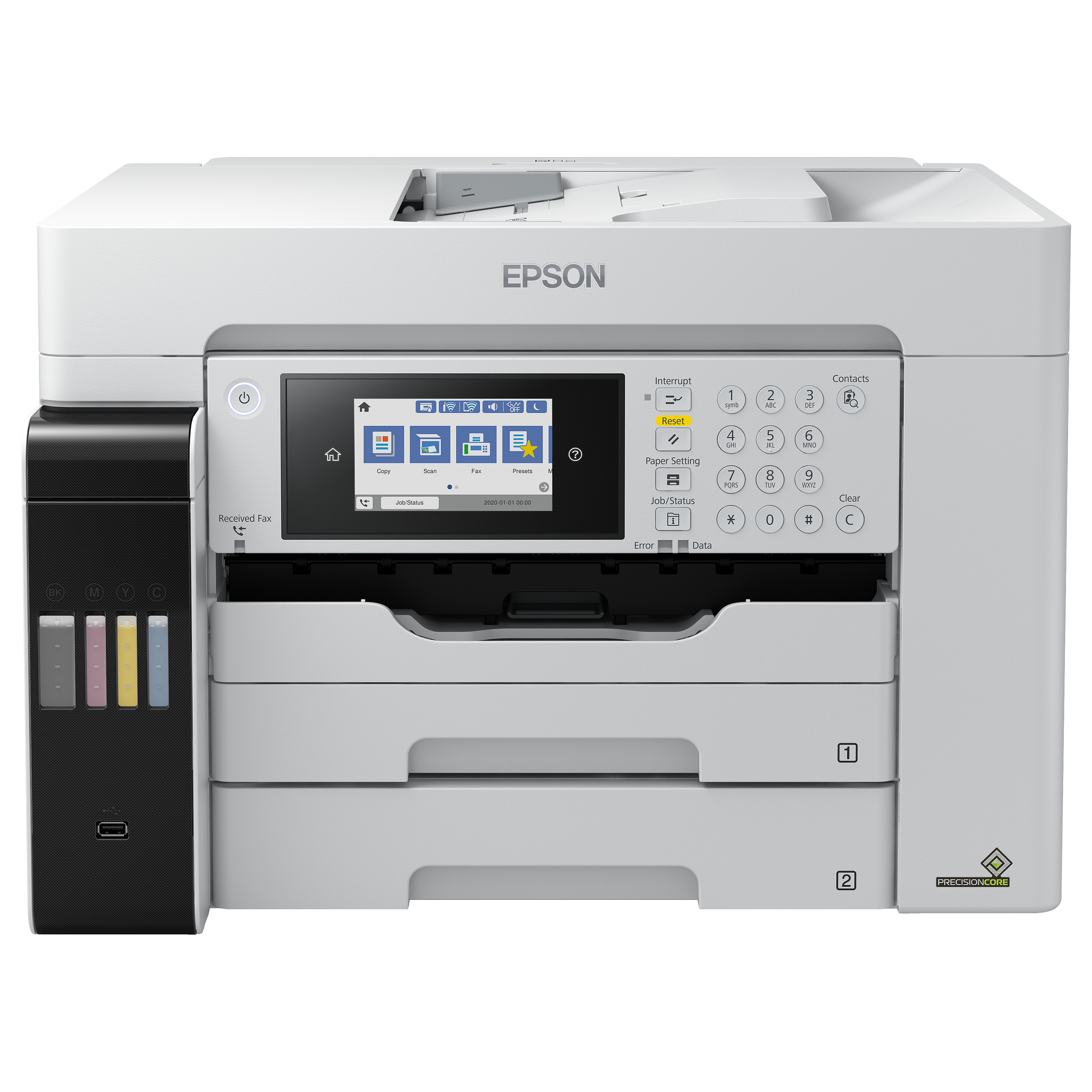 Printer Multifunksional Inkjet me Ngjyra Epson EcoTank Pro ET-16685, A3+, 25 ppm, Printim, Kopjim, Skanim, Faks, Duplex Automatik, Wi-Fi, Ethernet, USB – Bardhë