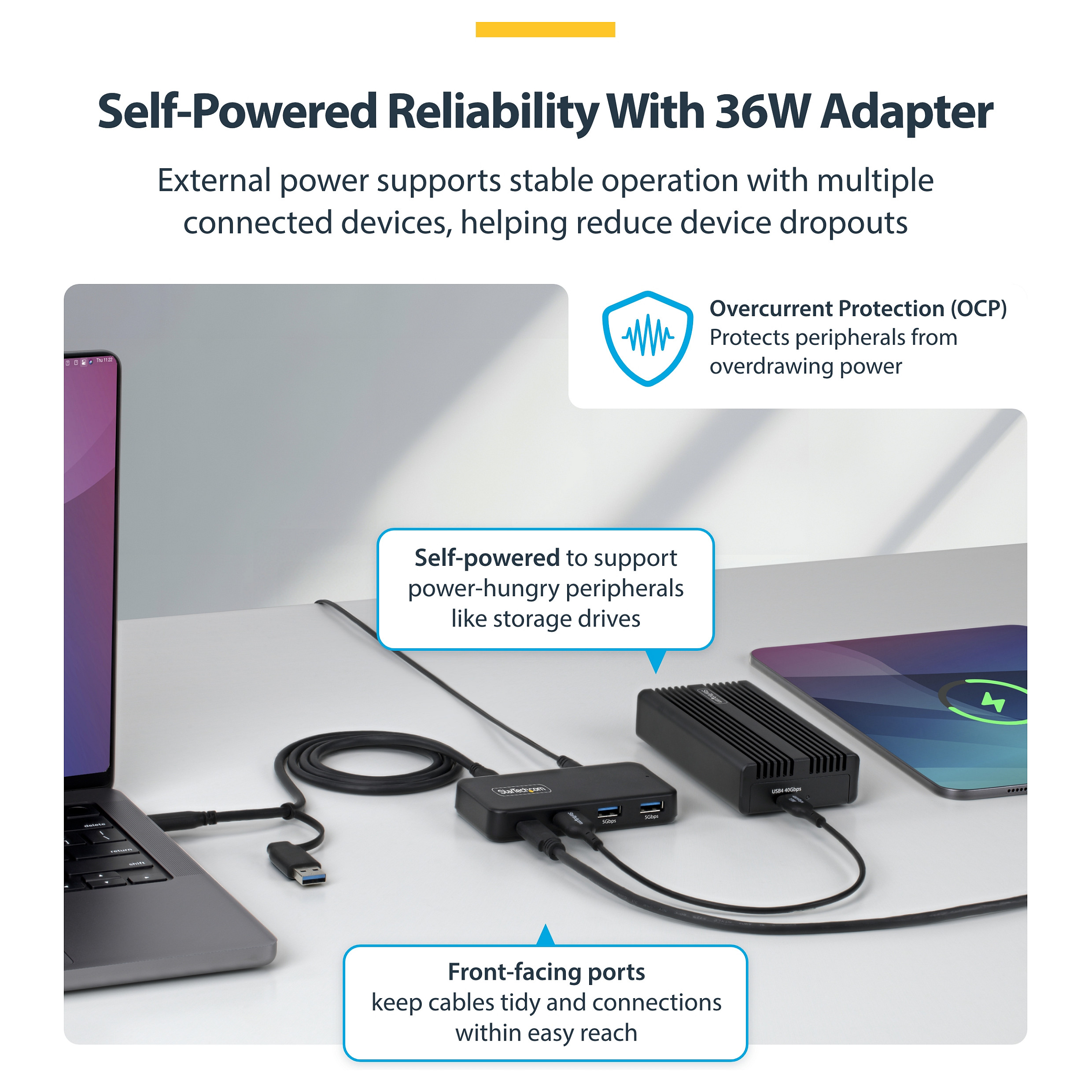 Hub StarTech.com 311UE-USB-HUB, 3x USB-A, 1x USB-C, 5Gbps, 36W - Zezë 7