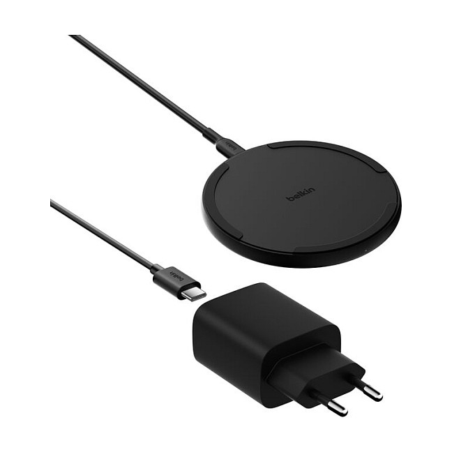 Karikues Wireless Belkin BoostCharge, 15W, Qi, USB-C, me Adapter Rryme dhe Kabllo USB-C – Zezë