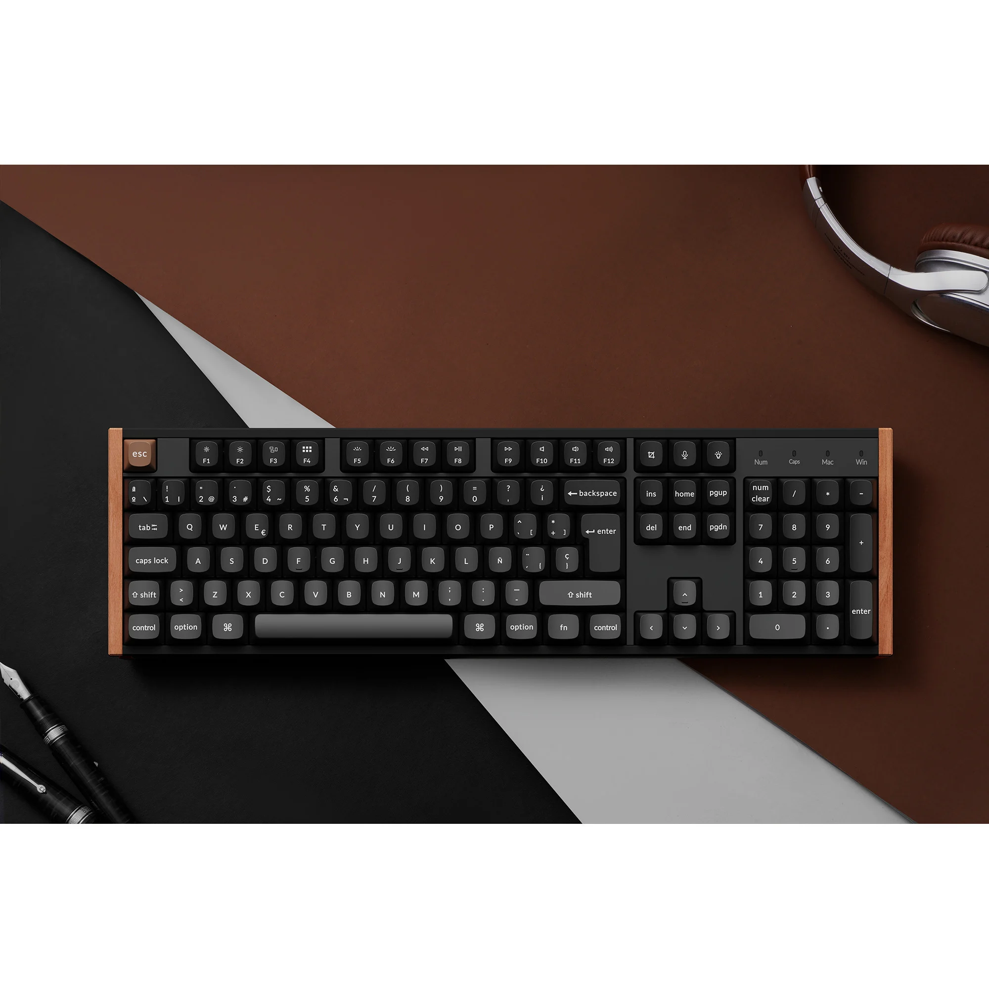 Tastierë Gaming Keychron K10 HE / Full-Size / Mekanike Hall Effect / Gateron Double-Rail Nebula / Hot-Swap / RGB / Wired&Wireless / USB-C / Bluetooth + 2.4 GHz / Gjerman - Zezë/Kafe 3