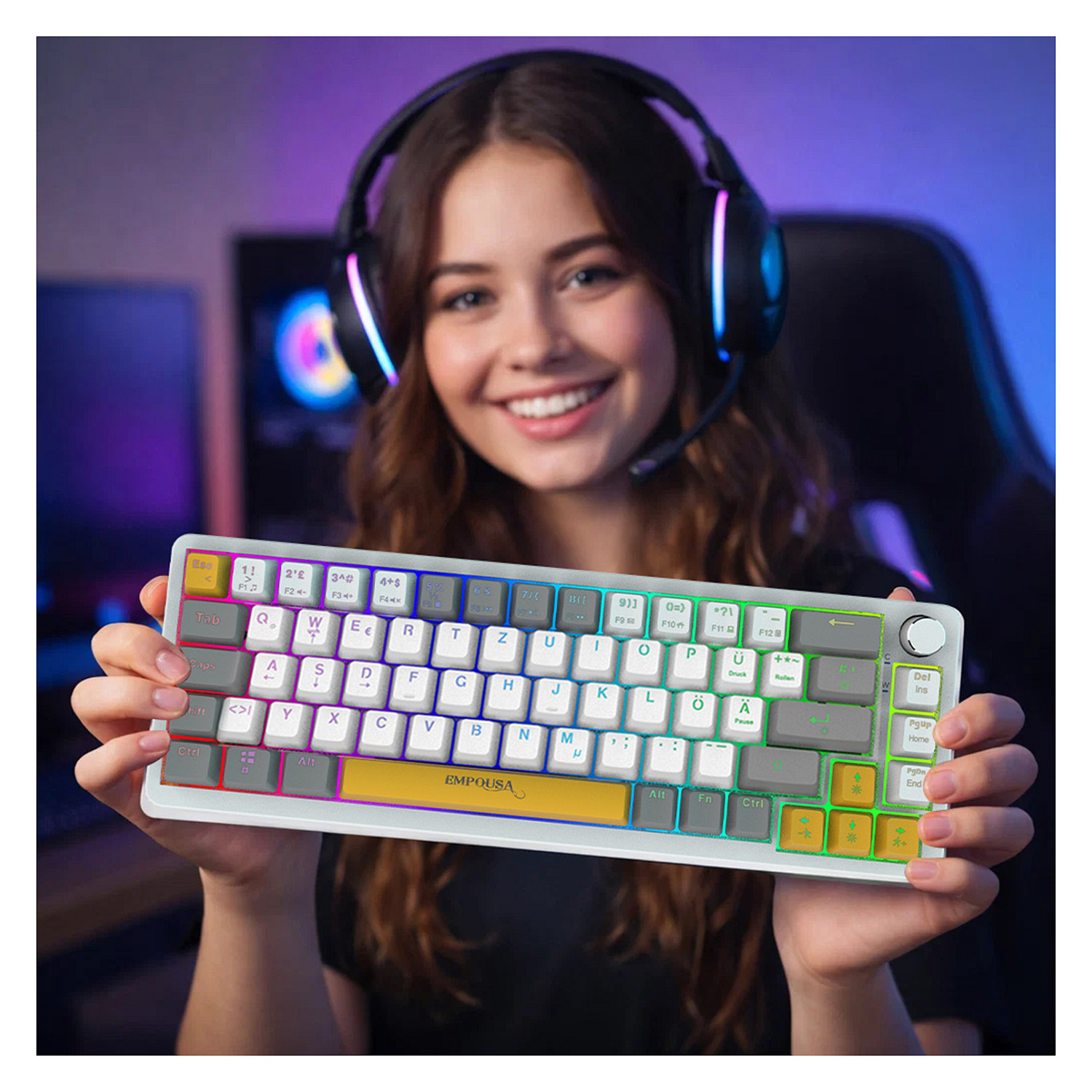 Tastierë Gaming Inca IKG-457 / Wired / QWERTY / Mekanike / 65% / 68 Taste / USB - Bardhë 2