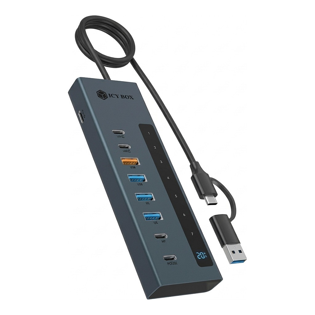 Hub ICY BOX IB-HUB1419-i3, 2x USB-A, 2x USB-C, SD, microSD, 20Gbps, 3.5" - Zezë 7