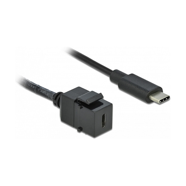 Modul Keystone USB DeLOCK 86398, USB-C femër në USB-C mashkull, USB 5 Gbps, kabllo 25 cm - Zezë 2