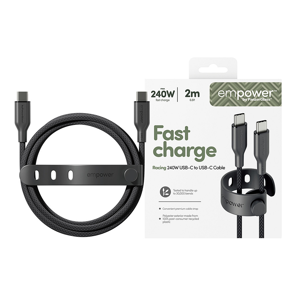 Kabllo empower by PanzerGlass Racing, EM32448, USB-C në USB-C, USB 2.0, 240W, 2 m - Zezë 2